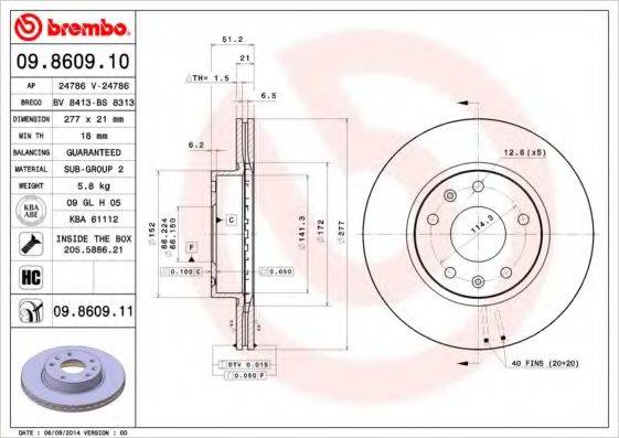 BREMBO 09860910 гальмівний диск