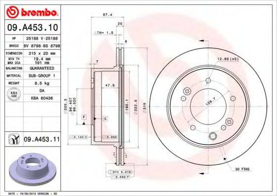 BREMBO 09A45310 гальмівний диск