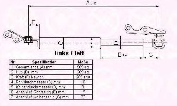 TOYOTA 6896059026 Газова пружина, кришка багажника