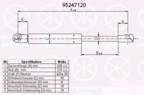 VW 1K9 827 550F Газова пружина, кришка багажника