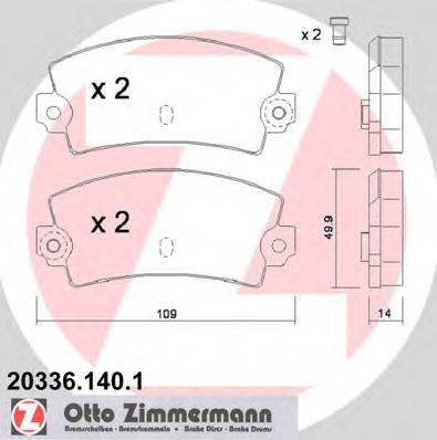 ZIMMERMANN 203361401 Комплект гальмівних колодок, дискове гальмо