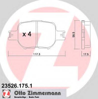 ZIMMERMANN 23526 Комплект гальмівних колодок, дискове гальмо