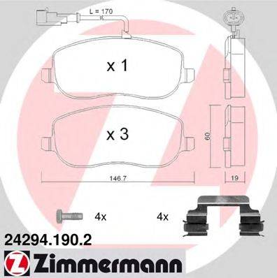 ZIMMERMANN 242941902 Комплект гальмівних колодок, дискове гальмо